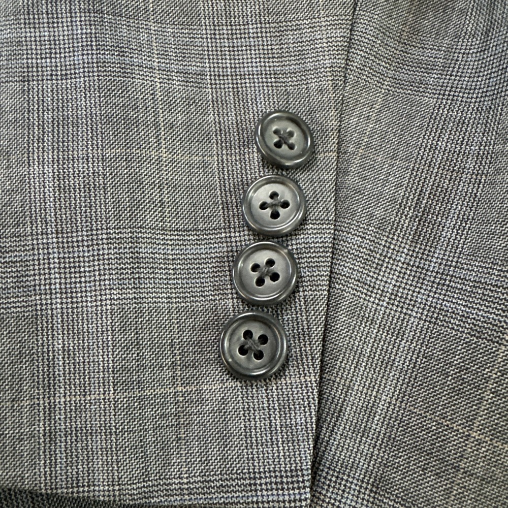 Jack Victor Suit Gray Plaid 44L Pants 38 x 32 Super 110s Wool Pinstripe 2 Piece - Picture 2 of 16